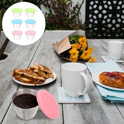 6pcs Leakproof Sauce Cups Lidded Reusable Small Dipping
