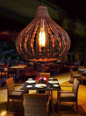 Rattan Lampshade Chandelier Vintage Hand Knitted wicker pend