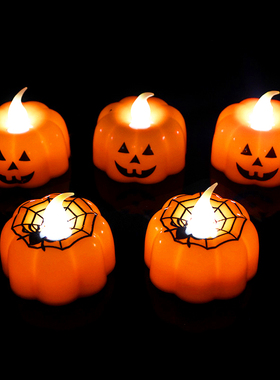 1/2/3pcs Pumpkin Candle Light Halloween Party Supplies LED