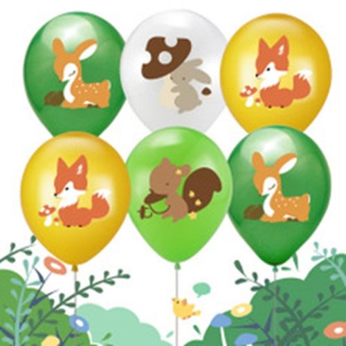 10pc Woodland Animal Balloon Jungle Safari Happy Birthday Pa