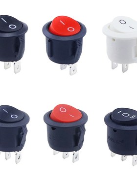 1pcs Red Black White ON/OFF Round Rocker Toggle Switch 6A/25