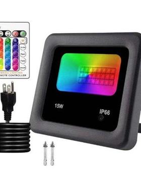 RGB Flood Lights 15W LED Remote Control Spotlights IP66 Wate