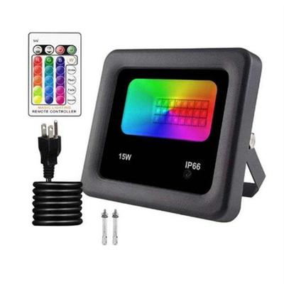 RGB Flood Lights 15W LED Remote Control Spotlights IP66 Wate