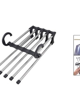 Stainless Steel Multifunction Dual Hooks 5 Ways Pants Trouse