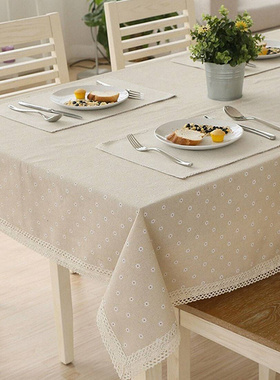 Rectangular Tablecloth Lace Geometry Rhombus Cotton Linen Ta