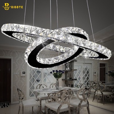 Modern LED Crystal Ring Chandelier Lighting Stainless Steel