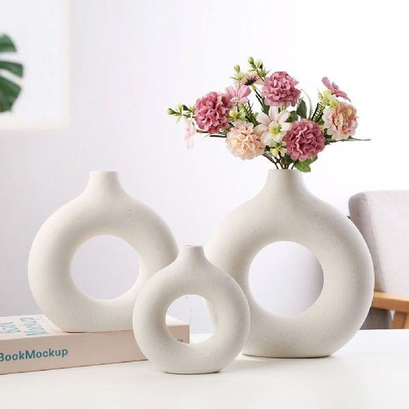 Doughnut Vase Nordic Modern Ring Shape Ceramic Donuts