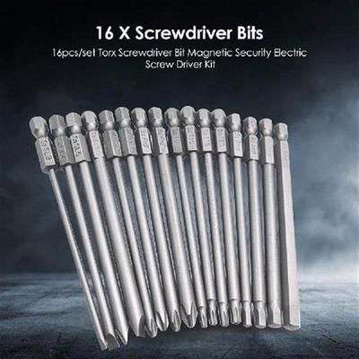 16pcs 100mm Length Electric Screw Driver Set S2 Steel