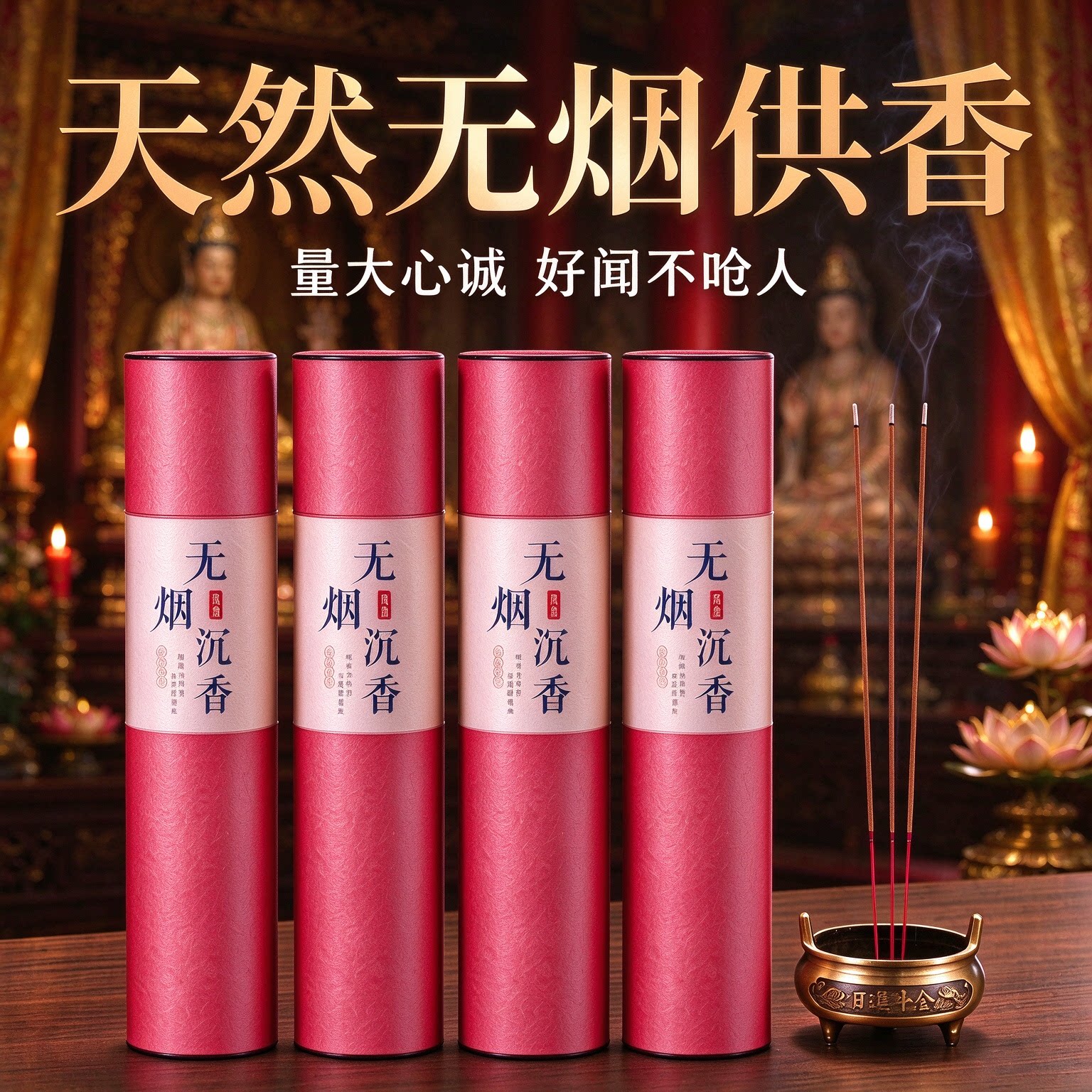 无烟香家用礼佛供香上香财神观音香供佛香室内拜佛敬神过年烧的香