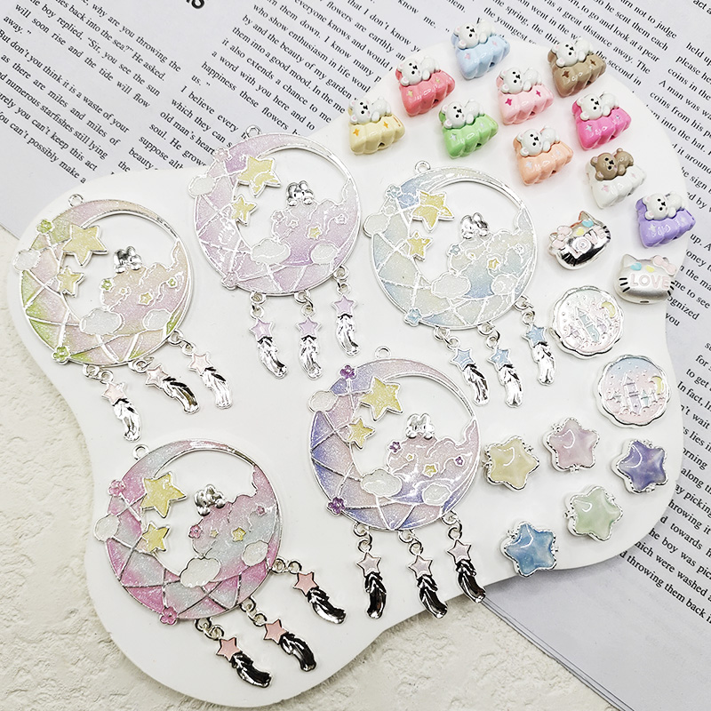 合金哑银捕梦网DIY饰品配件