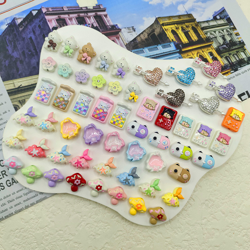 【65包邮】合金蝴蝶结小熊满钻一箭穿心女孩游戏机DIY饰品配件