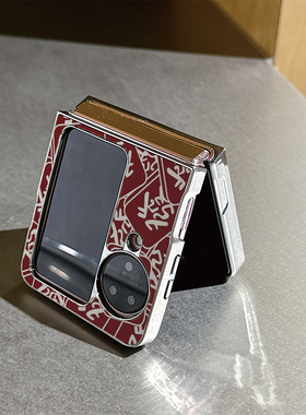 国潮红色麻将发财适用oppofindN3flip手机壳N2折叠屏华为pocket2女vivoxflip皮纹三星zflip6荣耀vflip小米mix