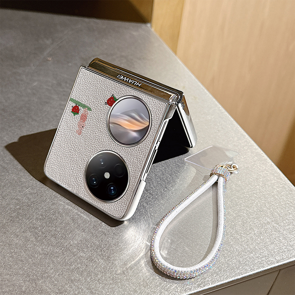 韩风粉格草莓碗折叠屏手机壳