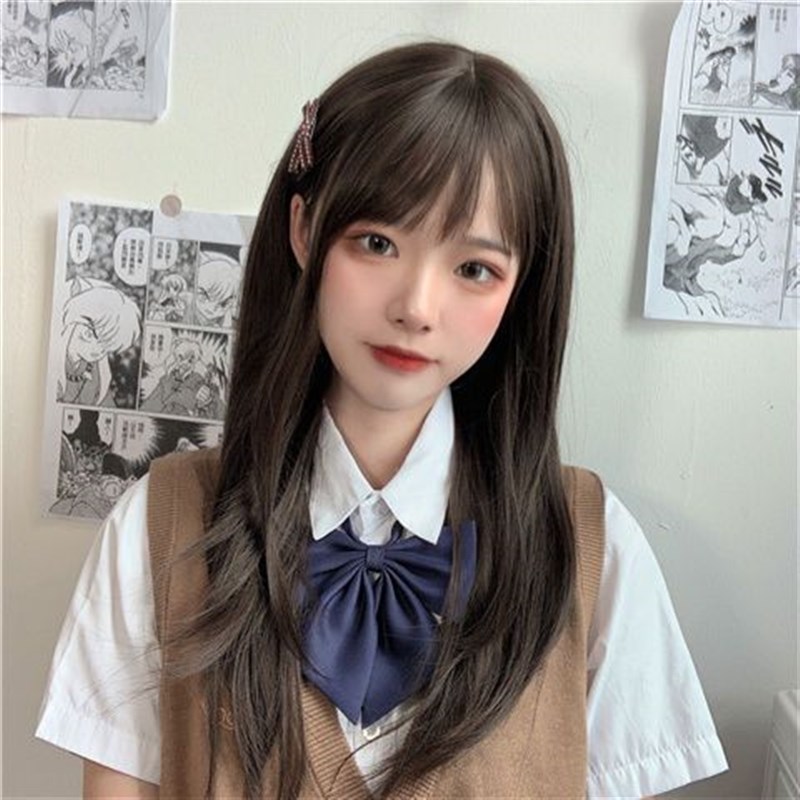 速发漫真假发a发长发直日常圆脸lit长风显白jk全头套