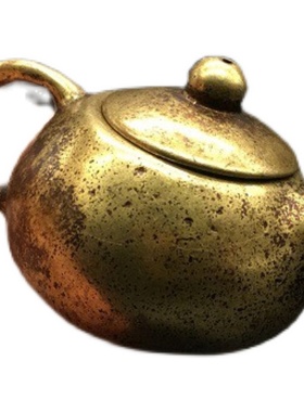 快速发货黄铜小茶壶摆件迷你小铜壶可G爱小壶手把铜小壶茶道创意