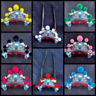 速发国潮摄影小花旦小曲小额子打鼓头饰桂列子 穆戏英花木兰帽小