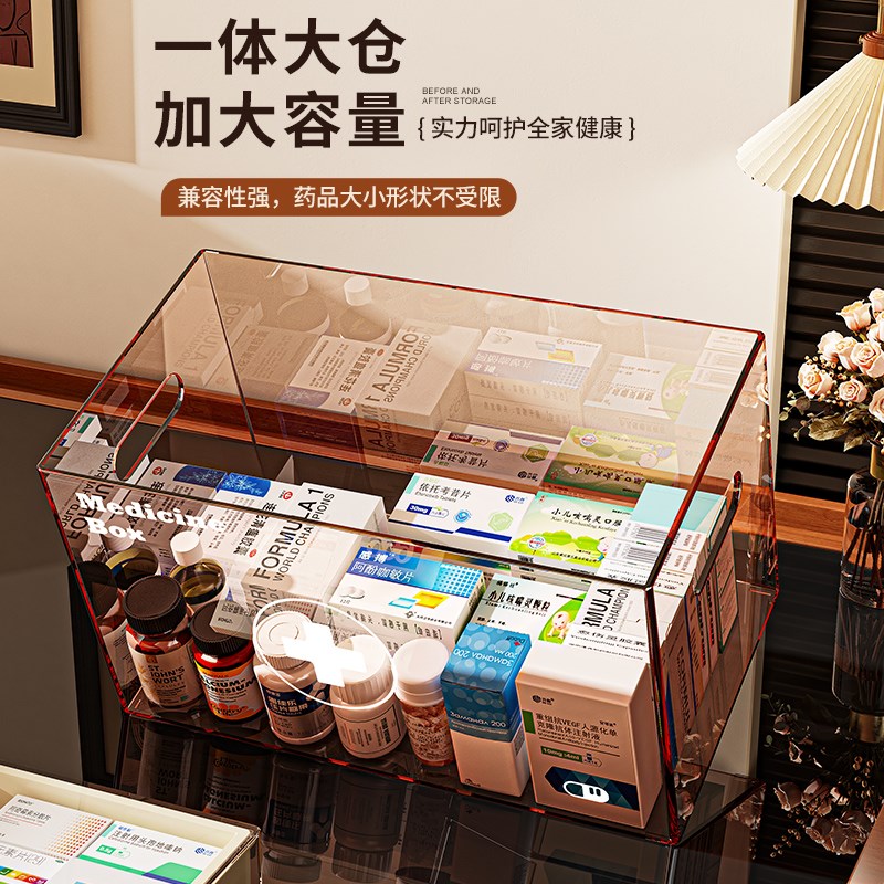 现货速发医药箱家庭装大号家用透明大容量急救箱分类收纳药盒