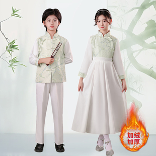 新款儿童大合唱演出服女童朗诵钢琴演奏中小学生中国风礼服中山装