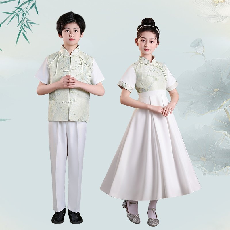 新款六一儿童合唱演出服小学生朗诵大合唱团表演服男女中国风朗诵