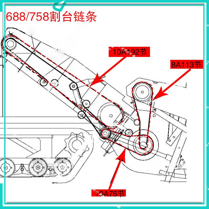 久保田收割机全车配件 688Q /758割台输送链条 08A/10A原厂自强链
