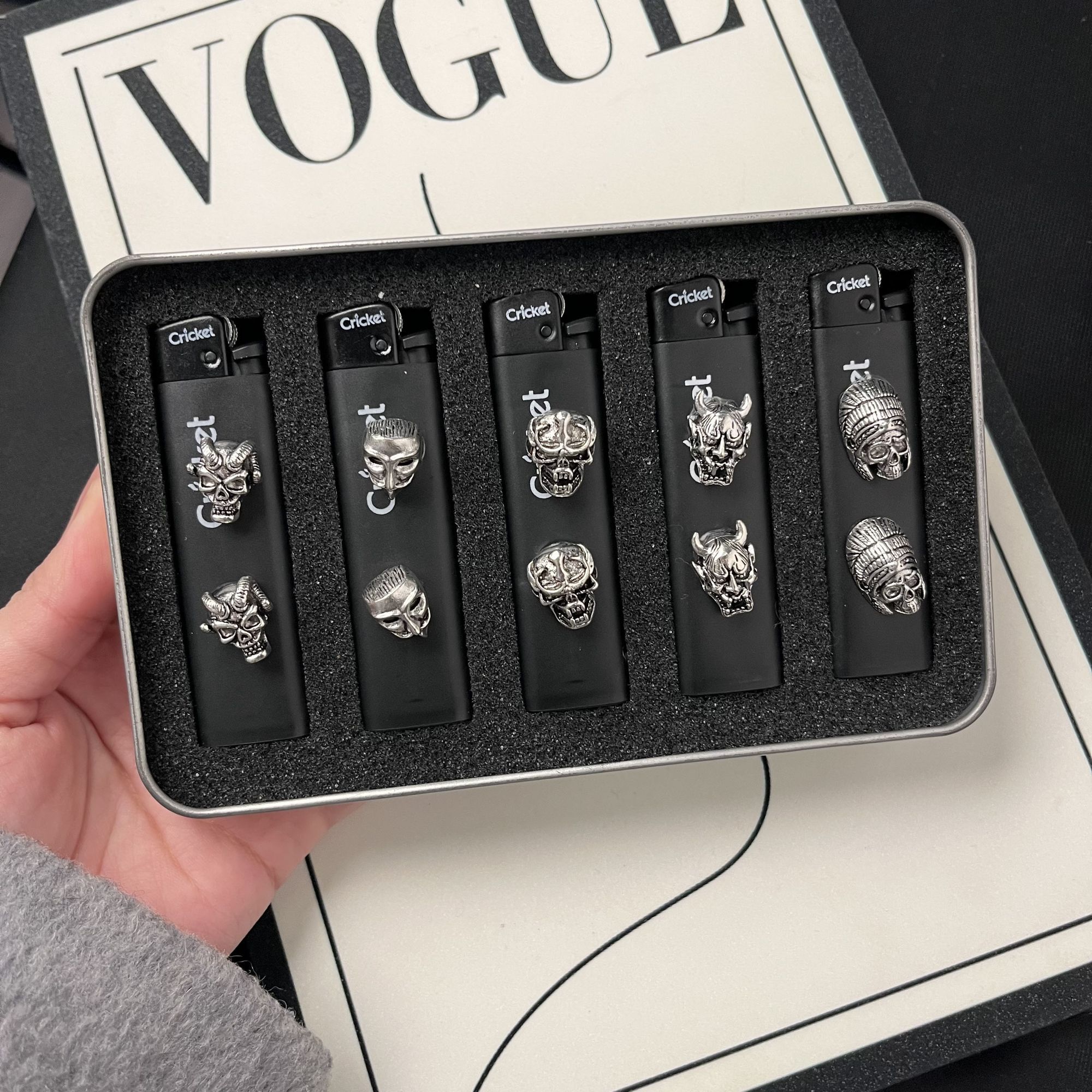 磨砂黑骷髅头配饰哥特Cricket一次性打火机创意男友礼物闺蜜礼物