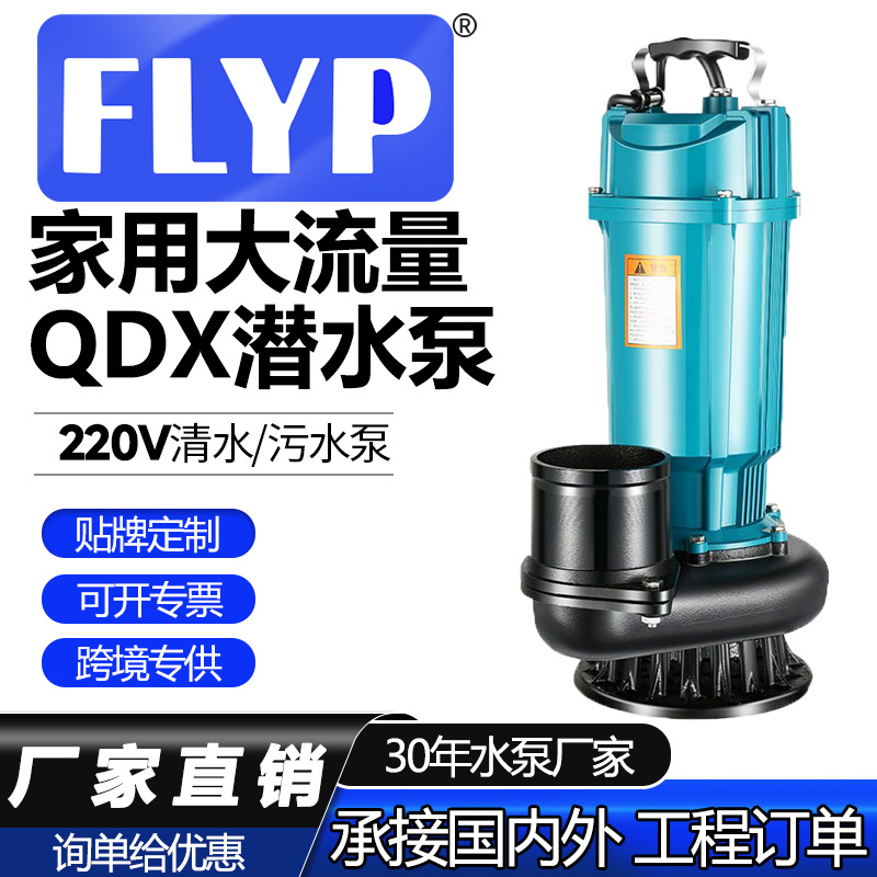 潜水泵家用220v抽水泵小型农用灌溉大流量抽水机QDX农田水泵跨境