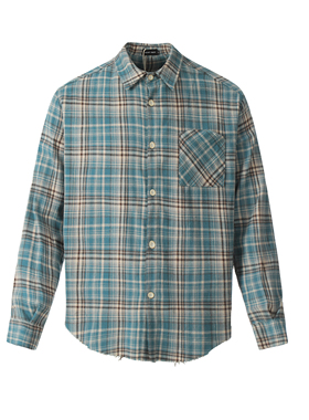 ASCA美式复古格子衬衫长袖男女外套情侣衬衣慵懒风高级感宽松上衣