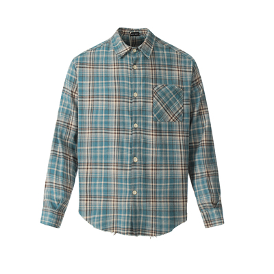 ASCA美式复古格子衬衫长袖男女外套情侣衬衣慵懒风高级感宽松上衣