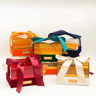 小红书热推新绒布款亚克力天地盖喜礼喜糖盒礼品盒包装盒婚庆伴手