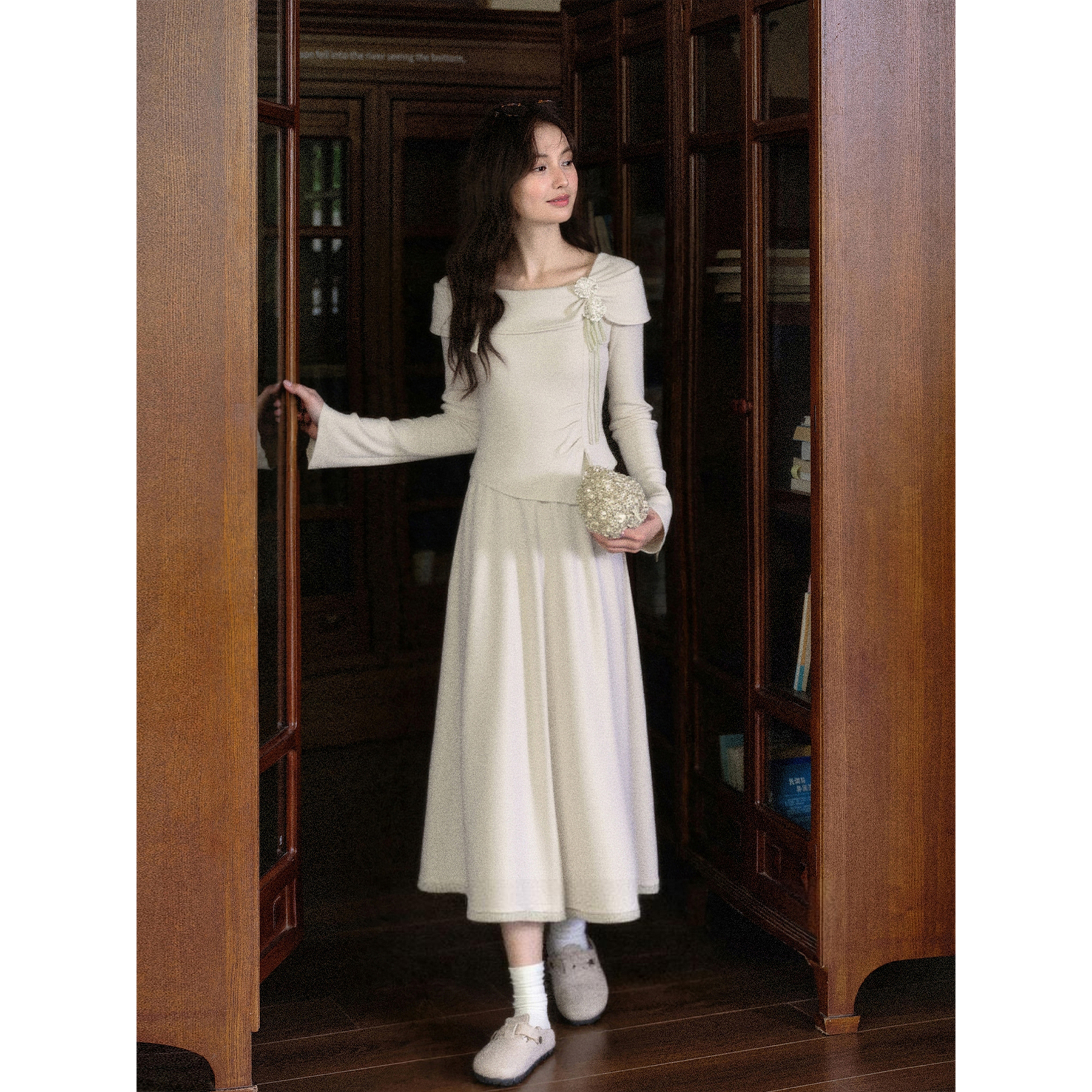 学院风假两件设计感连衣裙女长裙