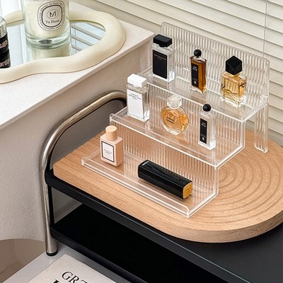 现货速发阶梯式置物架高级亚克力化妆品透明收纳盒玄关桌面多层展