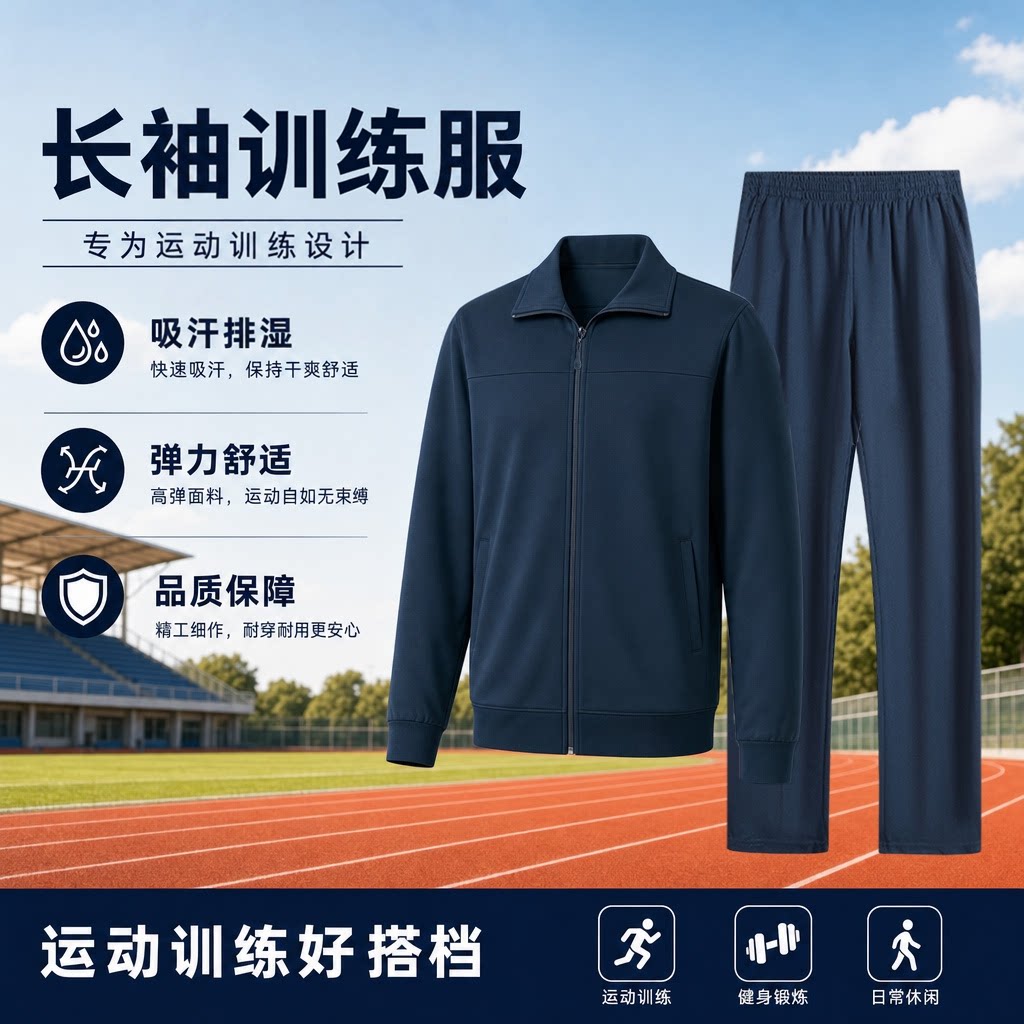 长袖训练服套装男春秋长袖户外健身外套长裤吸汗速干透气运动套装