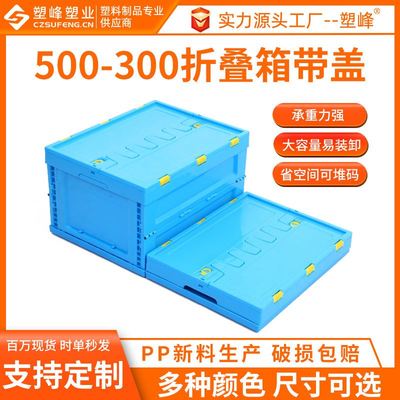 500-300折叠箱带盖收纳箱运输装货塑料集装箱野营装备整理储物箱