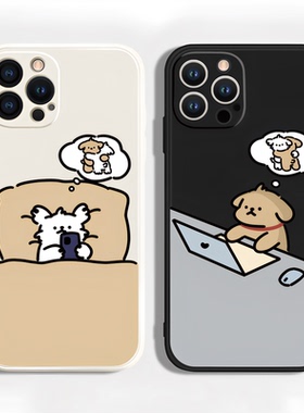 ins风创意情侣可爱小狗镜头全包防摔手机壳适用苹果iPhone161514vivox90华为nova10红米k60OPPOreno9小米13
