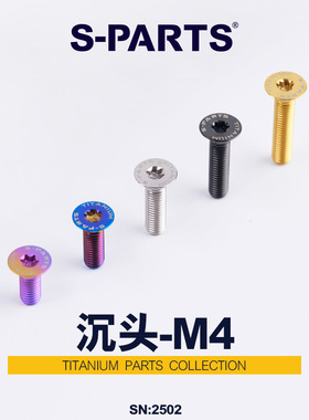 S-PARTS斯坦钛合金A2沉头M4*12/16/14/10/20mm公路自行车螺丝P0.7