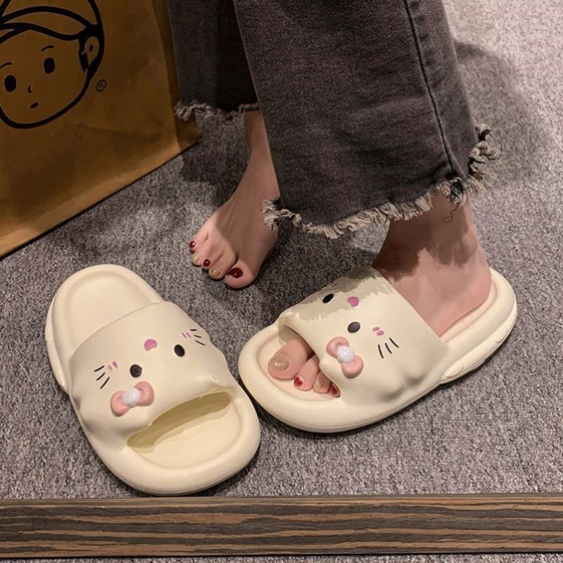 可爱小猫夏季可爱卡通拖鞋女2025新款KT家居浴室踩屎感EVA凉拖