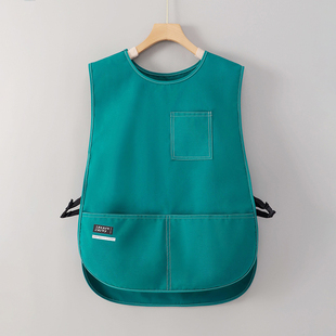 2025新款马甲式围裙冬季韩版防油污工作服女坎肩定制logo印字厨房