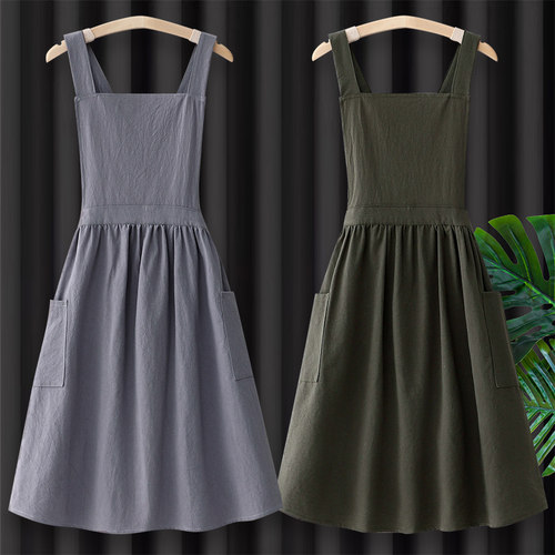 公主风交叉带纯棉围裙