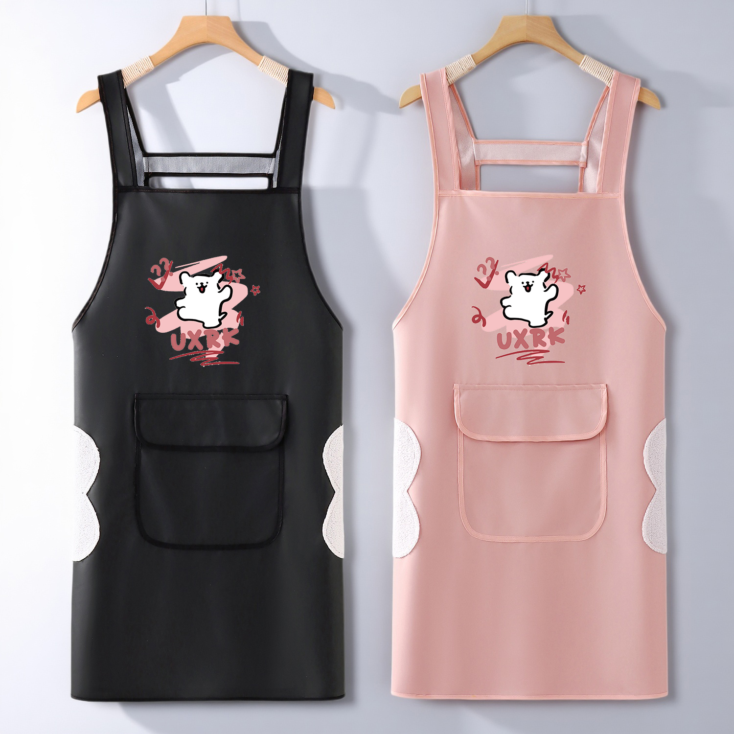 皮革围裙厨房家用美甲工作服女