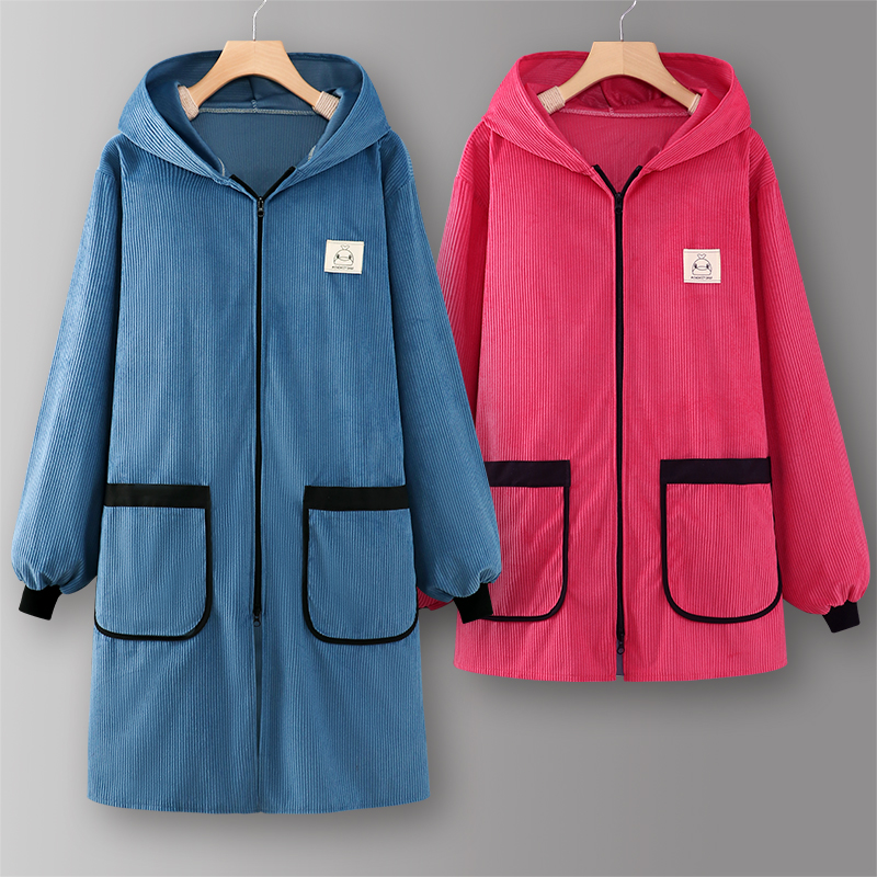 灯芯绒围裙长袖罩衣工作服女