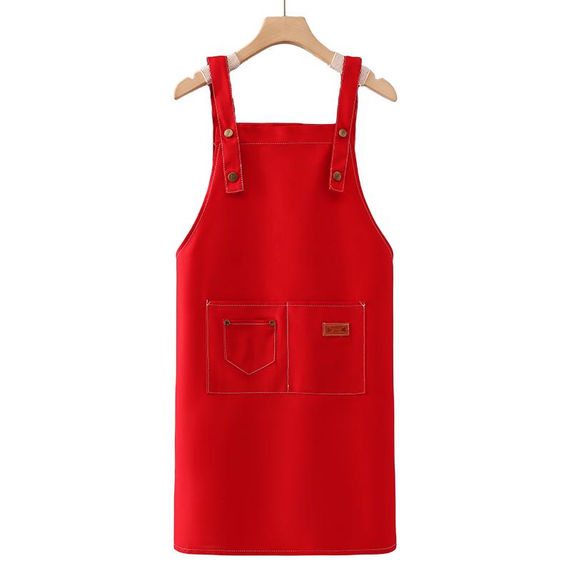 红色围裙定制印字工作服女