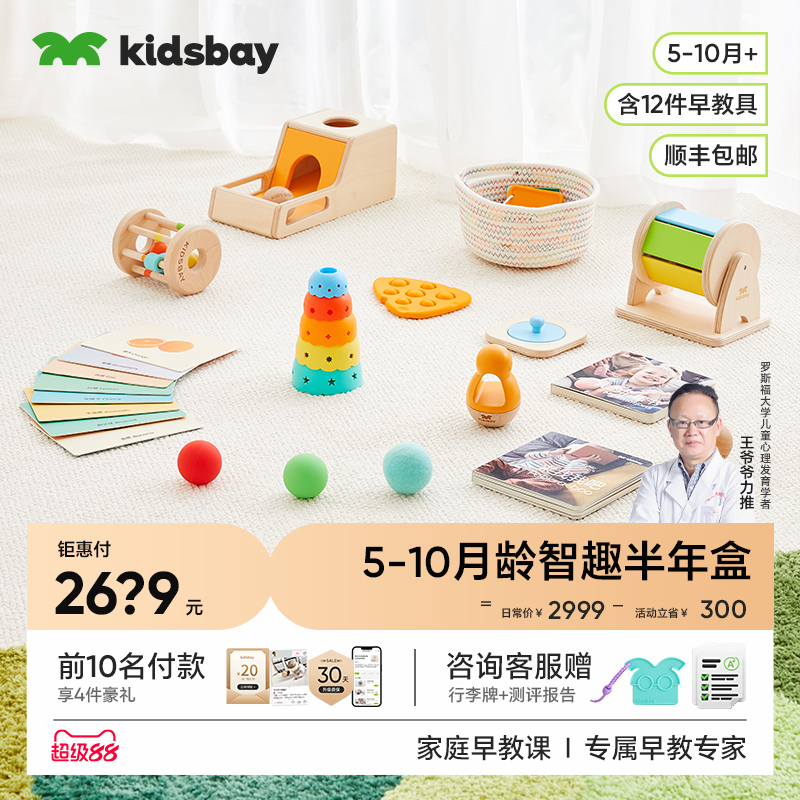 kidsbay5-10月智趣半年盒宝宝蒙氏早教盒子玩具婴儿教具见面礼物