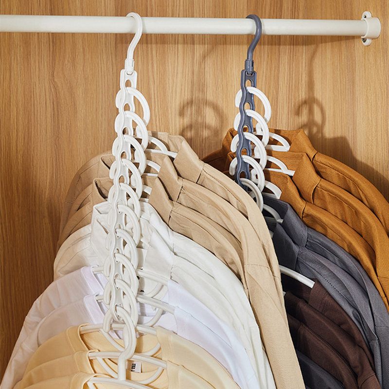 家用塑料10孔竖排衣架收纳架 省空间衣橱晾晒折叠衣柜晾衣架