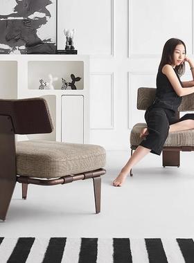 意334轻单人沙发寂椅现代布艺式侘风休闲椅设计师极简单椅洽谈奢