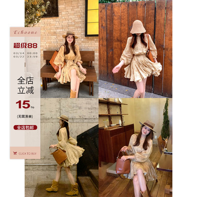 苎麻印花美学大摆连衣裙