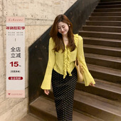 Echoone 女韩系直筒裙子 波点半裙黑色白点半身裙中长款 See time