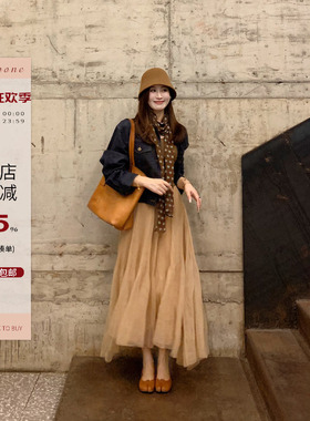 Echoone 挪威森林 亚麻棉高品质深蓝色牛仔外套女设计感经典上衣