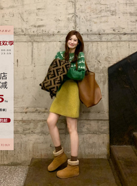 Echoone 氛围de神 羊毛亲肤费尔岛毛衫套头红色毛衣冬季圣诞穿搭