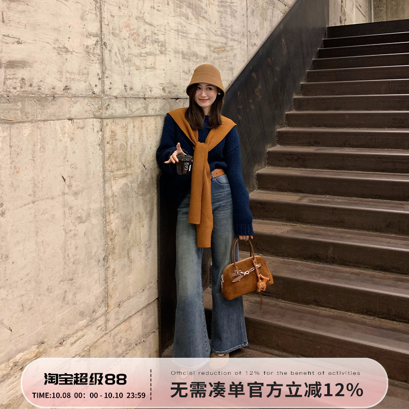 Echoone Warm wool 三色粗棒全羊毛套头毛衣围巾简约时尚百搭上衣