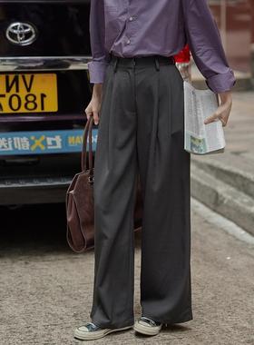 Mere Kore灰色西装裤女2025春秋新款垂感高级感休闲直筒裤阔腿裤